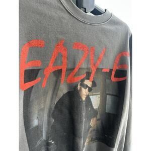 Eazy-E Gray Fleece Crew Neck Pullover Graphic Print Long Sleeve Sweatshirt M